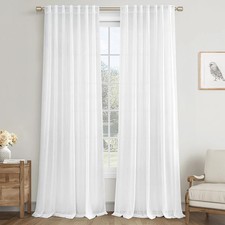 Dennan Linen Rod Pocket Back Tab Linen Semi Sheer Bedroom Curtains 50x96" 2-Pack