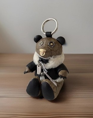 COACH Signature Bear Bag Charm with Shearling Leather Moto Jacket