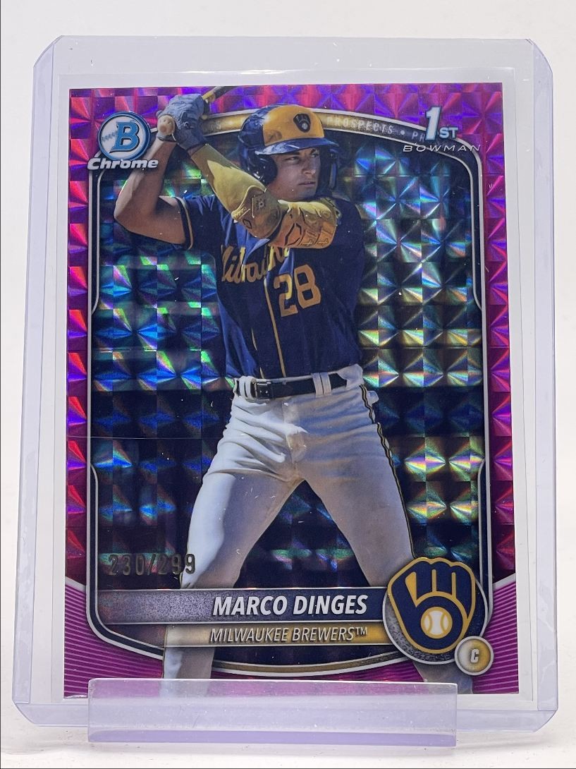 MARCO DINGES 2025 BOWMAN CHROME 1ST FUCHSIA GEOMETRIC REFRACTOR A /299 Q0027