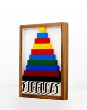 Joe TILSON - "Ziggurath", 2003 - Legno dipinto, 40 x 29,5 x 4 cm