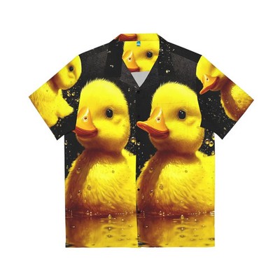 Yellow Duck Hawaiian Shirt Mens Aloha Summer Beach Top