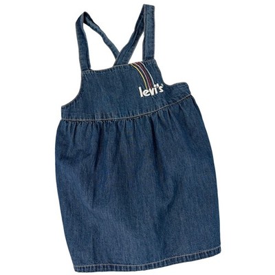 Levi's Denim Pinafore Dress 2T Blue Rainbow Retro Boho Indie Kids Jumper