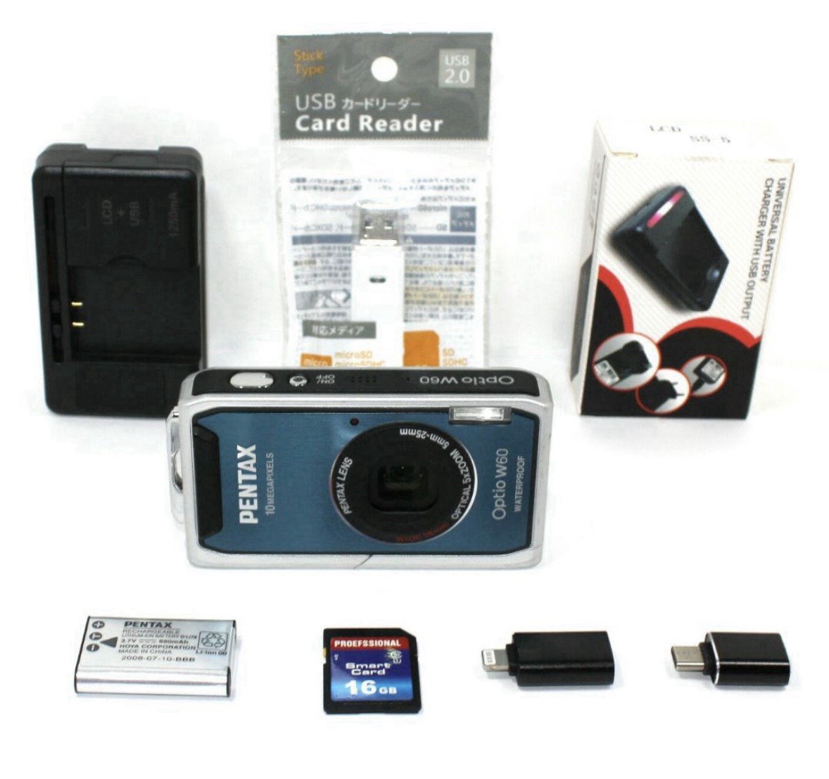 PENTAX Pentax Optio W60 10.0 MP Digital Camera - Blue TESTED