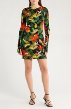 Alice + Olivia Delora Tropical Print Long Sleeve Minidress Women Size 10 NEW!!