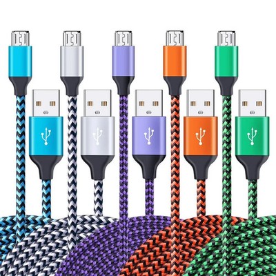 Micro Usb Cable 5pack 6ft High Speed Nylon Braided Android Charging Cable