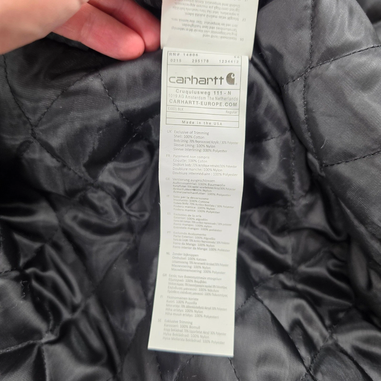 Carhartt Reworked Patchwork Denim Jacket Mens Large Hooded Quilted Lined Work - product detail image 7