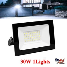 30W Watt LED Flood Light Outdoor Spotlight Cool White Garden Security Lamp 110V