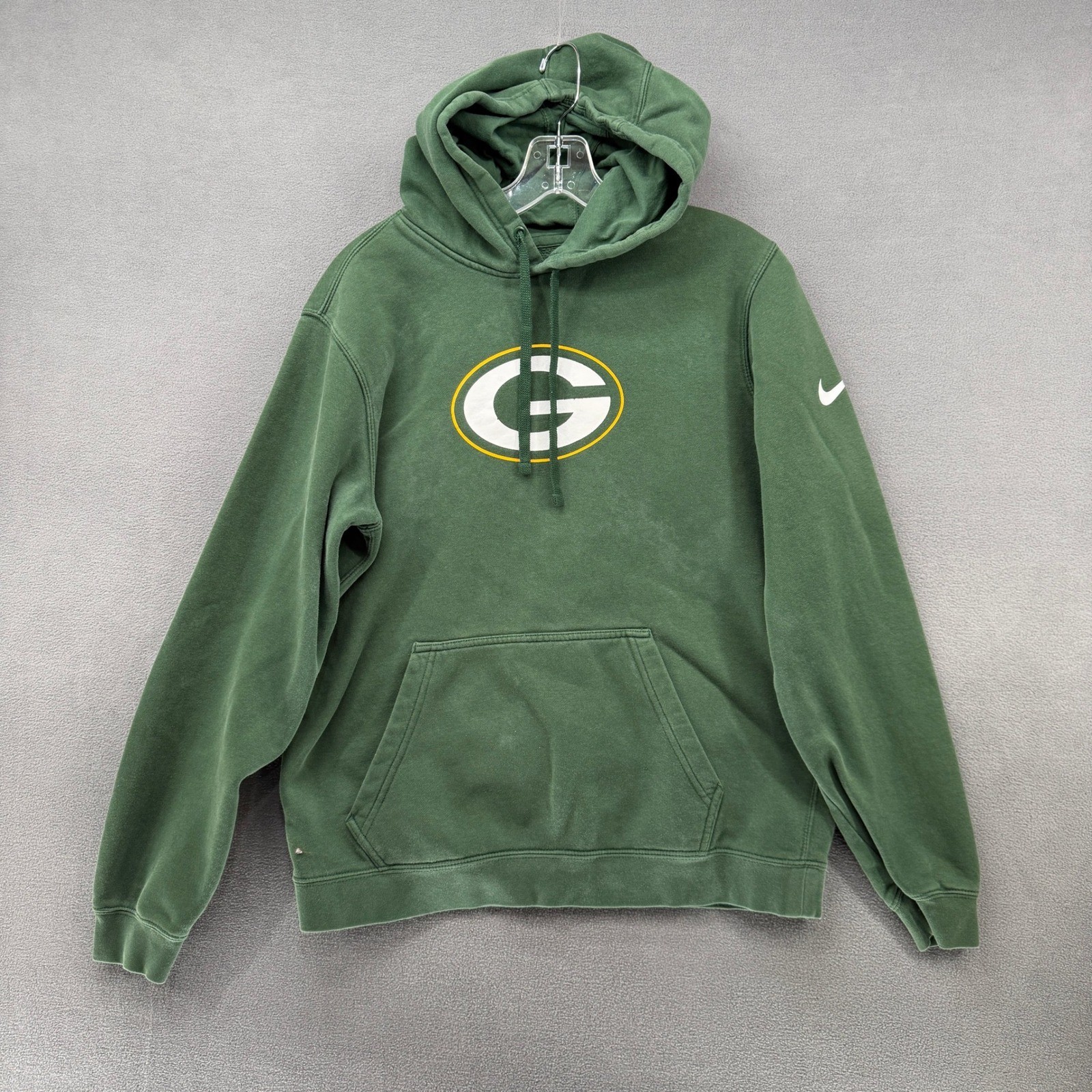 NFL Green Bay Packers Hoodie Mens Medium Green Pullover Nike