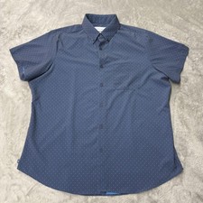 Mizzen  Main Leeward Shirt Mens Large Blue Short Sleeve Button Down Performance