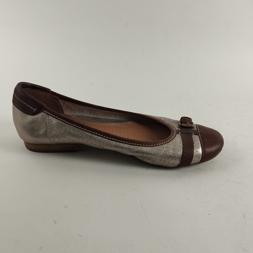 Clarks Ballet Flats Womens 5 Tan Gold Leather Ballerina Pumps Slip On Shoes - Bild 10 von 14