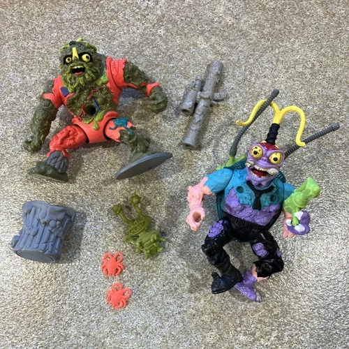 Vintage 1990 TMNT Muckman & Scumbag Action Figures And Accessories