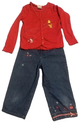 De Colección Disney - Juego Capri Winnie the Pooh & Piglet Bordado Talla 6/6X, 1999-2000 - Imagen 1 de 4