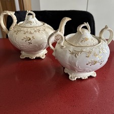 Antique Victorian style White with gold decoration Teapot and tureen Rococco etc