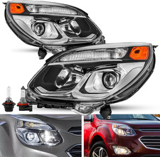 OE Style Projector Halogen Headlight Assembly W/Bulbs Compatible with 2016 2017