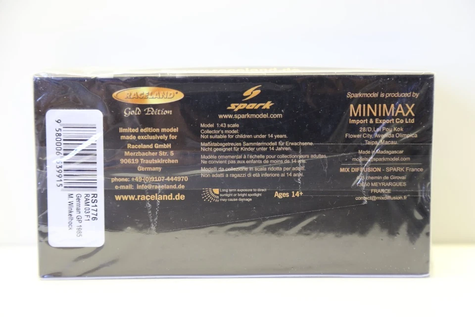 Spark 1/43 RAM 03 Hart Turbo F1 Germany GP 1985 Nürburgring #9 RS1776 - Immagine 4 di 4