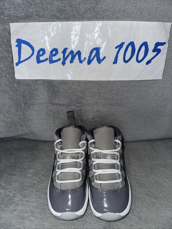 Toddler Air Jordan 11 Retro Athletic Shoes ‘Cool Grey’ 378040 005 - Size 6C - Image 3 of 4