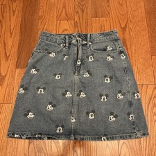 VTG Disney Mickey Face Denim Skirt, Women S