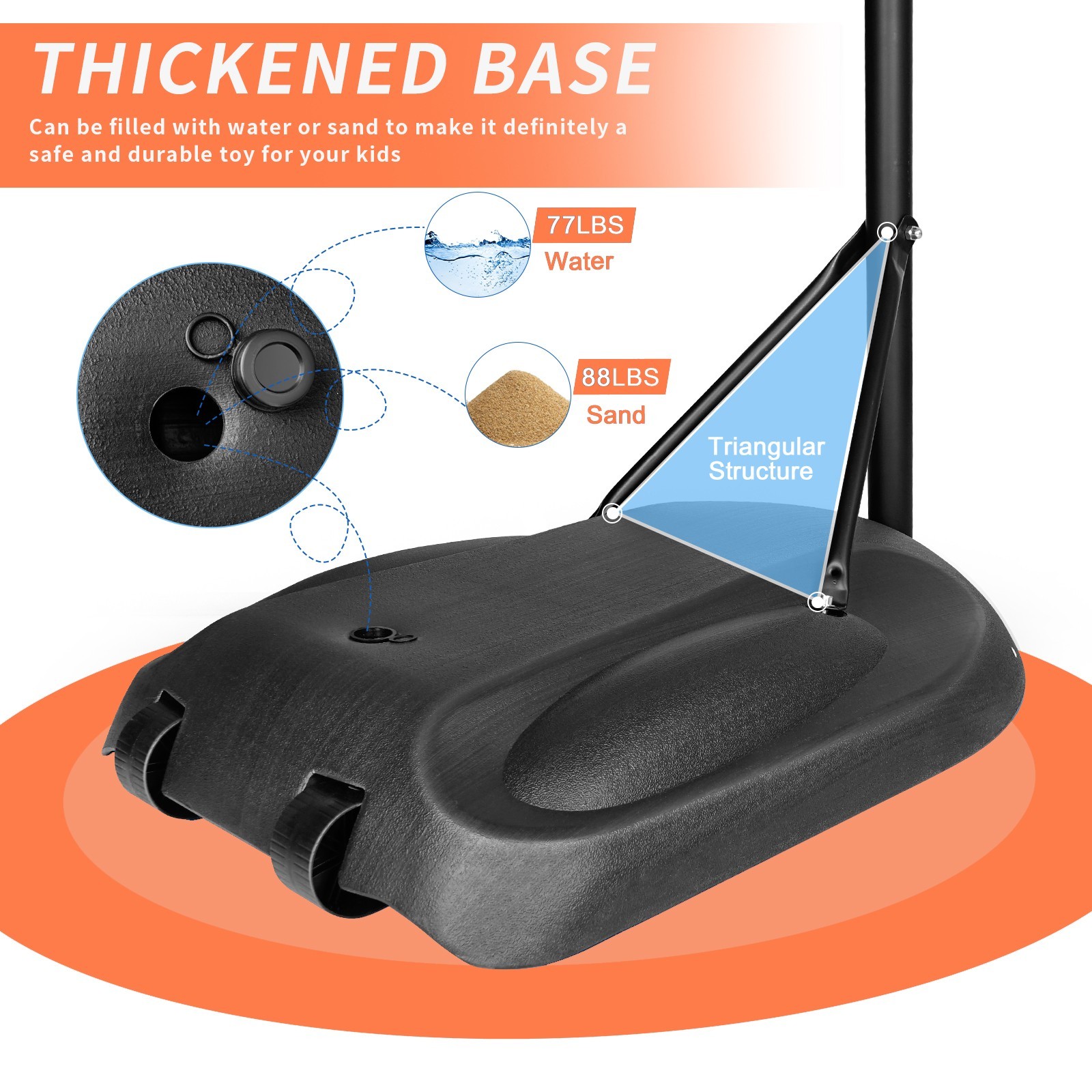 Adjustable Height Portable Basketball Hoop 7.5-9.2Ft Height for Indoor Outdoor