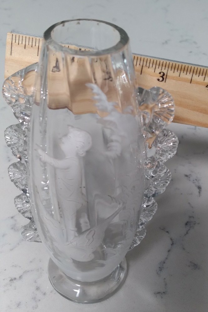 Mary Gregory Vase Boy Flying On A Butterfly Ruffled Sides 6” Tall Whimsical 