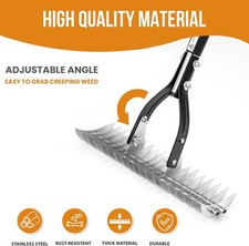 Heavy Duty Thatch Rake Lawn Scarifier Steel Tines Moss Grass Remover Garden Tool