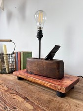 Upcycled Vintage Wood Plane Lamp – Rustic Industrial Decor Desk Table Light