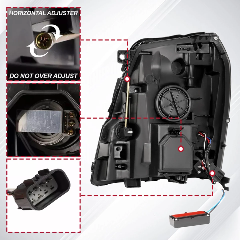 For Cadillac Escalade HID/Xenon 2007-2014 Smoke LED DRL Projector Headlights - Image 3 of 4