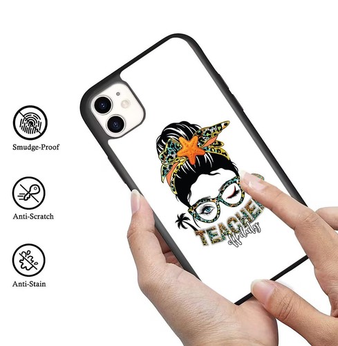 Anti fingerprint For iPhone SE XS XR Max 5 6 7 8 Plus Retro Graphic Teacher Life - Picture 10 of 25