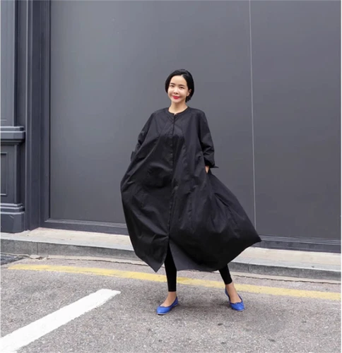 Lockeres Damen-Shirtkleid Übergröße Overknee japanisches lässiges langes Kleid - Bild 13 von 26