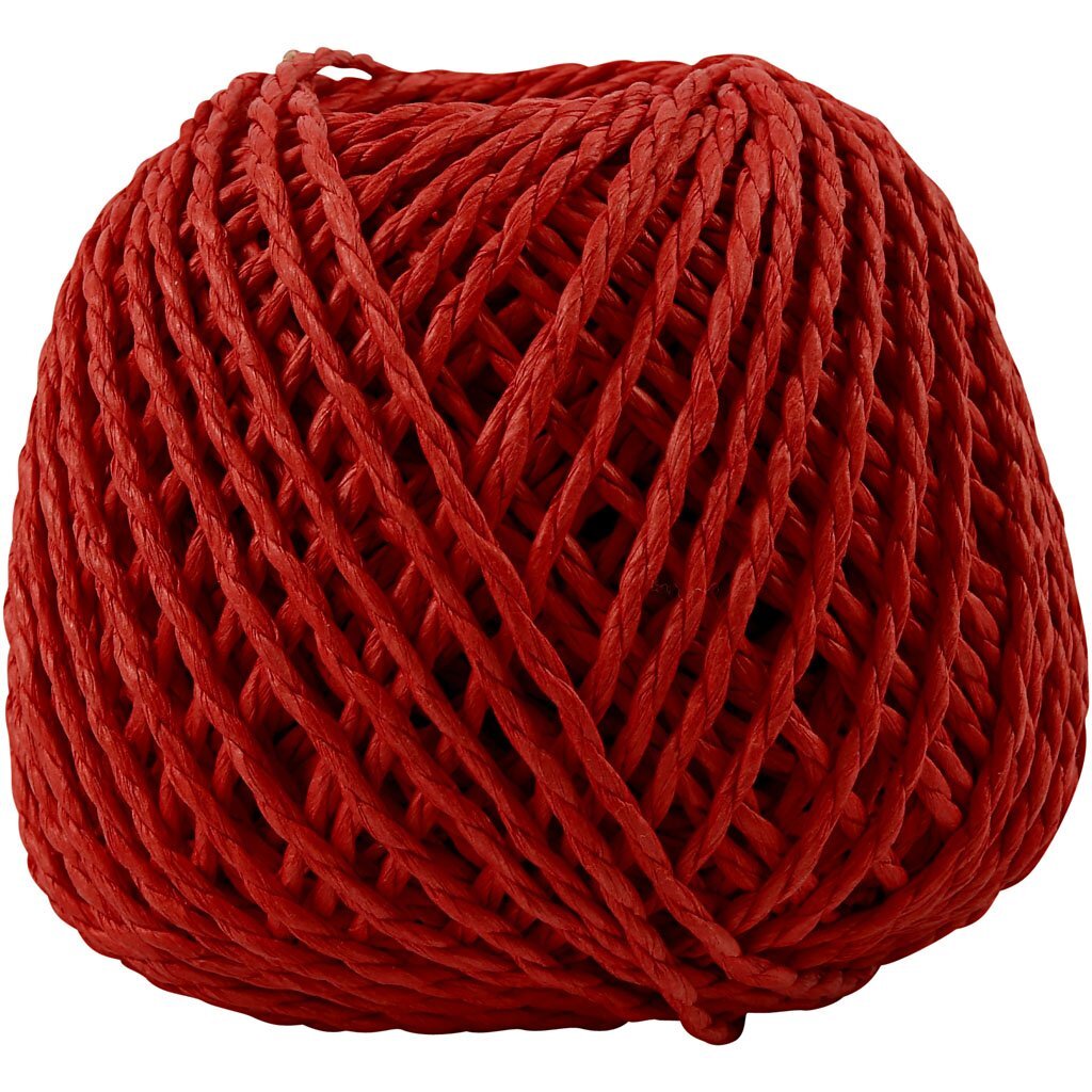 Paper Yarn, thickness 2,5-3 mm, red, 150 g