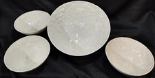 Over and Back Bowls Serving Set of 4 Portugal Embossed Grapes Leaves Fruit Berry