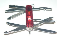 New Victorinox Swiss Army RUBY RED MIDNITE MINICHAMP  w/ Flashlight 0.6386.TR