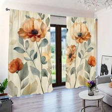 2 Panels Countryside Watercolor Curtains Window Drapes for Bedroom Living Room