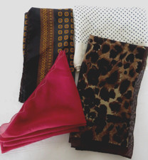Vtg Scarves Lot 4 Kreier Silk Polyester Polka Dots Burgundy Animal Print Estate