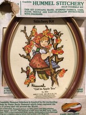 HUMMEL Figurine stitchery set GIRL IN APPLE TREE 8031 Frame 1976 Needlecraft