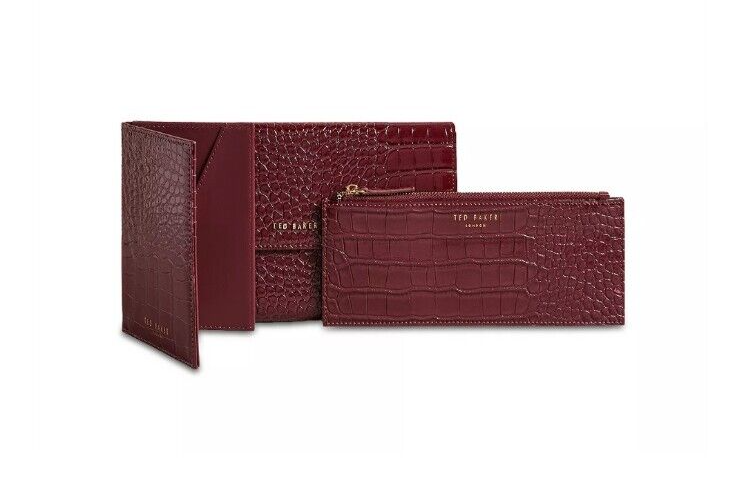 Ted Baker ALETHAI Croc Effect Travel Wallet Vegan Leather Deep Purple NWT eBay
