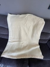 Vintage Yellow Waffle Weave Blanket Satin Trim