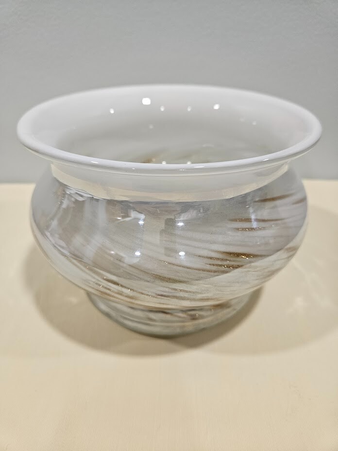 Iridescent White Glass Vase Planter for Flowers Décor