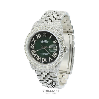 Rolex Datejust 36mm Green Diamond Dial Jubilee Bracelet 13.00 CT
