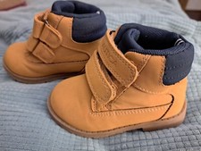 Nautica Ankle Chukka Boot Boy Sz 5 Brown W Navy Accents Adjustable Strap Slip On