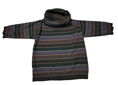 Cividini 100% Cashmere Striped Cowl Neck Sweater Italy IT 44 US M Purple Green