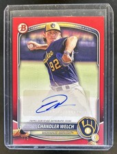 2025 Bowman Chandler Welch Prospect Auto Autograph Red Border #/5 Brewers
