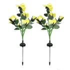 (Two Pack Yellow) Solar Rose Flower Lights Decorative Lawn Lights Garden Deco SL