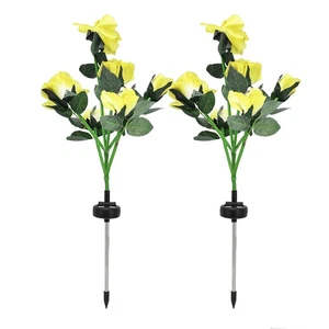 (Deux Pack Jaune) Solar Rose Fleurs Lumières de pelouse décoratives Jardin Déco SL