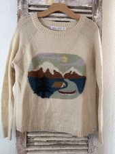 A5 Woolrich Scoop Neck Wool Cabin Mountains Graphic Sweater Size M -NWOT 