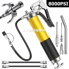 8000 PSI Heavy Duty Pistol Grip Grease Gun w 14oz Grease Gun Kit 18‘’ Flex Hose
