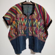 Vintage Guatemalan Huipil Jacket Handwoven Embroidered Mayan Textile Boho Art