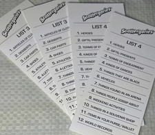 Scattergories 2013 LOT of 4 Cards   Lists 3  4 Replacement Set Hasbro A5226 