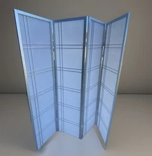 Roundhill Furniture Seto Rice Paper and Wood 4-Panel Room Divider Screen Silver