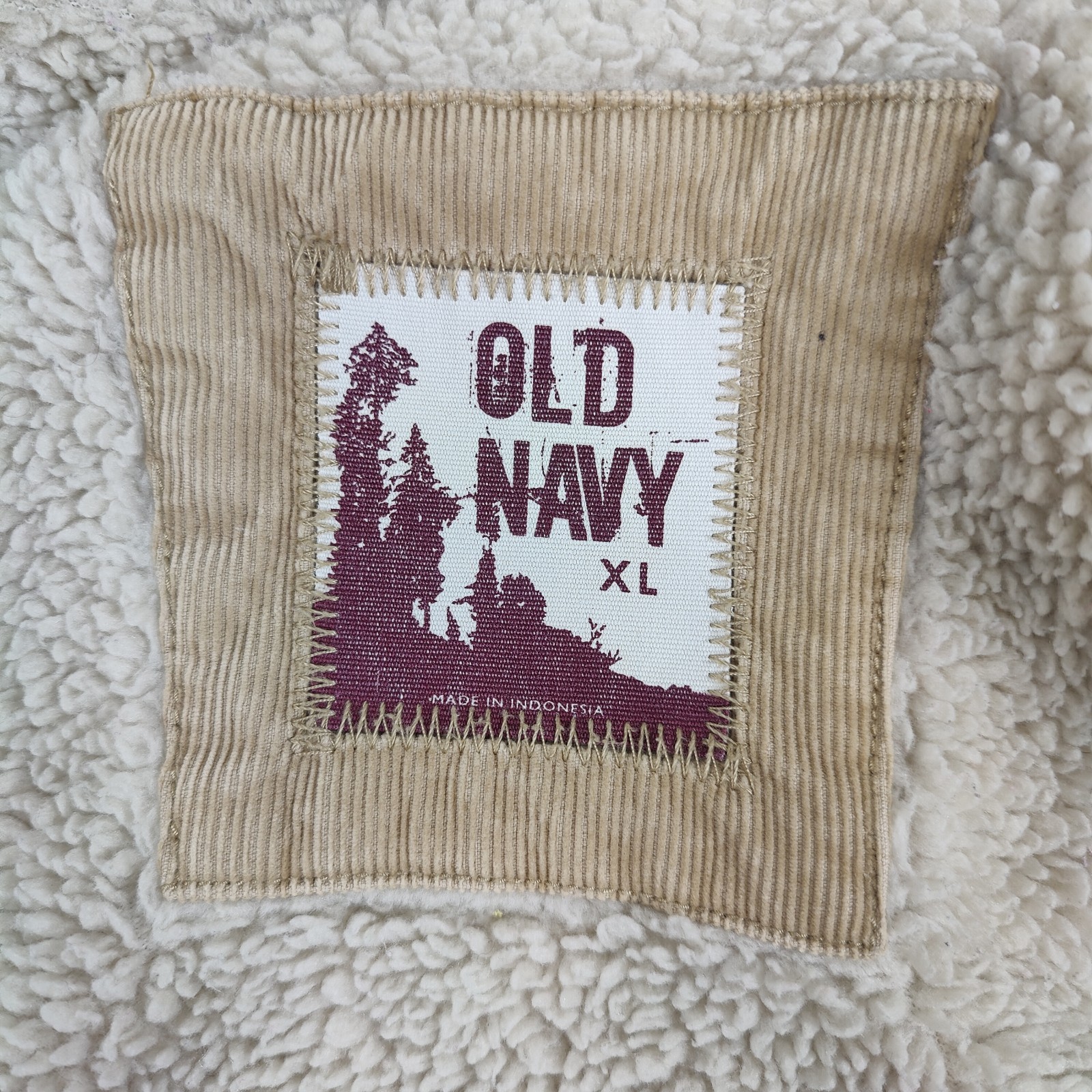 Old Navy Sherpa Lined Corduroy Jacket Men's XL Beige Cowboy Cut Vintage Workwear