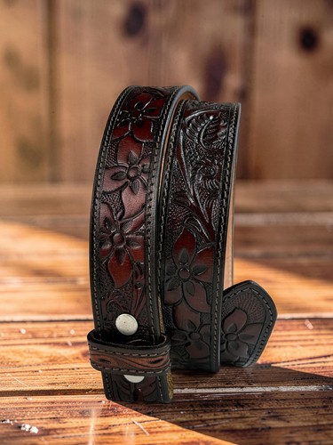 Damen Western Ledergürtel, floral geprägt Cowgirl handbesetzt Gürtel 1-1/2" - Bild 10 von 20
